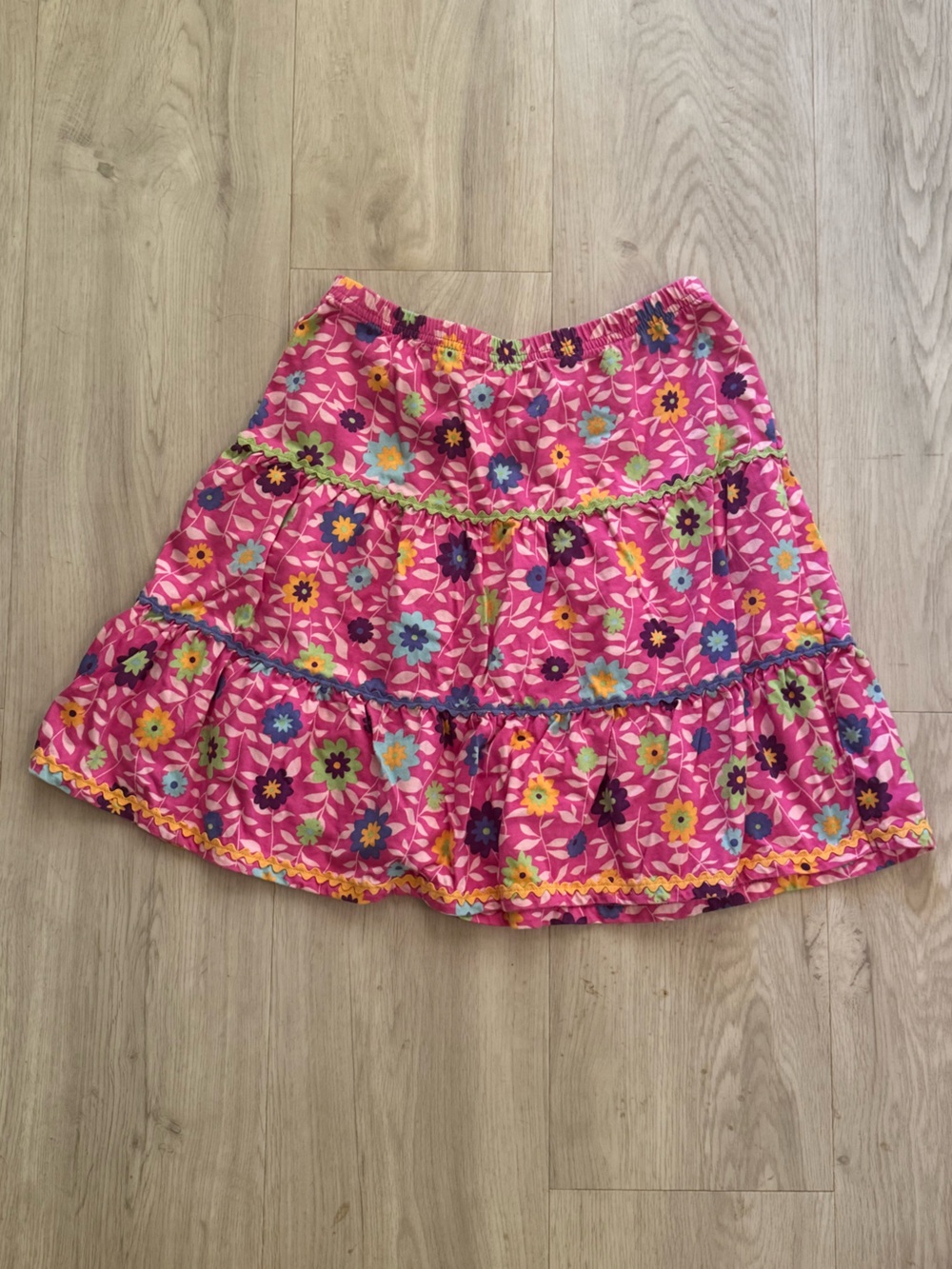 Hanna Andersson Pink Floral Tiered Cotton Skirt